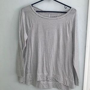 Navy and cream striped top